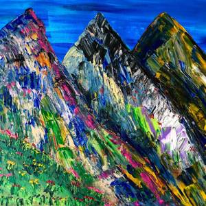 Alpine Mountains Impressionist Painting