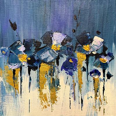 Blue flowers with gilding