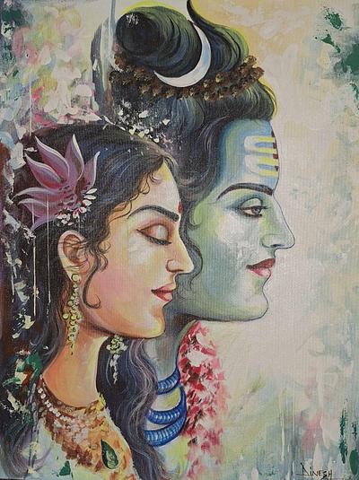 Shiva painting, lord Shiva art work,Indian art painting,
