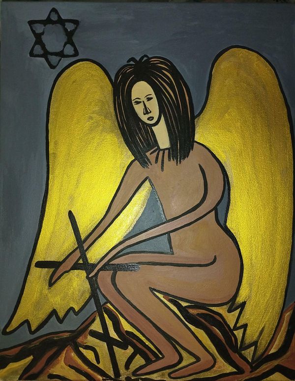 Black Angel Painting Acrylic