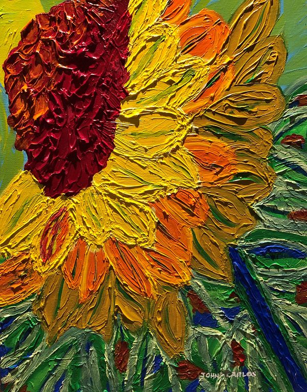 Highly Textured Flowers - Painting, Acrylic