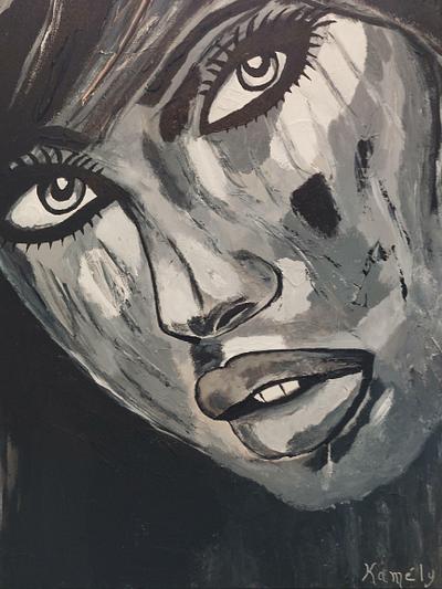 Ava   Peinture acrylique et technique mixte.  16’’ x. 16’’