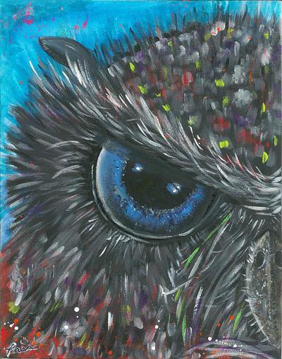 Owl Original Acrylic painting wild bird