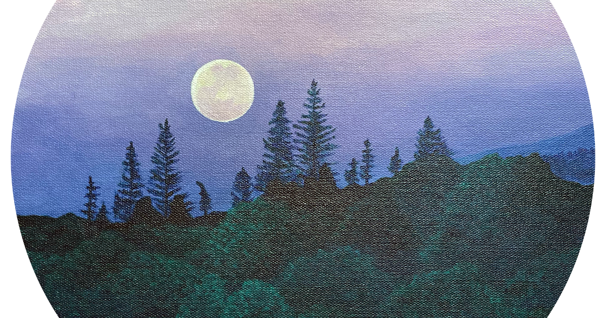 Strawberry Moon Painting, Acrylic Arto Galleria