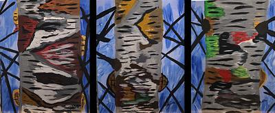 Collection of 3 Birch Tree Paintings