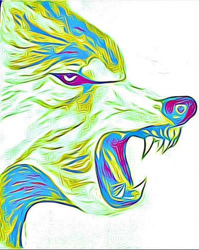 Ethereal watcher : neon green wolf