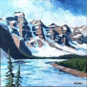 Moraine Lake in Banff – Acrylic on Canvas - 14x14 inches
