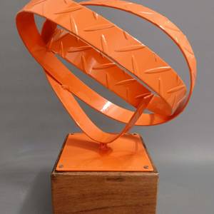 Orange Ribbon on Recycled Wood Pedestal