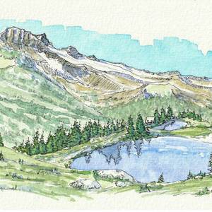 Elfin Lakes – Ink and Watercolor on paper – 9x6 inches