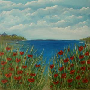 Poppies at the sea