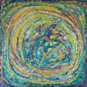 Green whirlpool - Original abstract acrylic painting on canvas