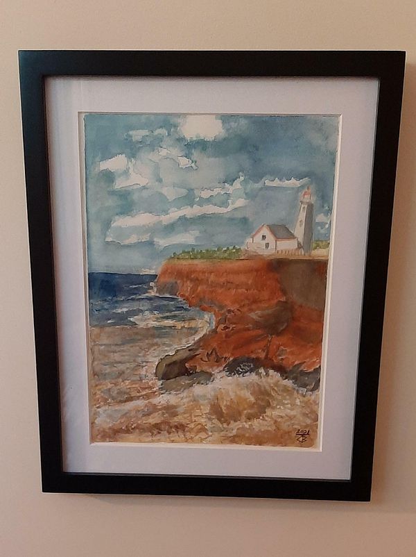 プリンスエドワード島✴オールドクリスマス✨島内額装✨オリジナル水彩画✴デールさん Prince Edward Island - Painting, Watercolor | Arto Galleria