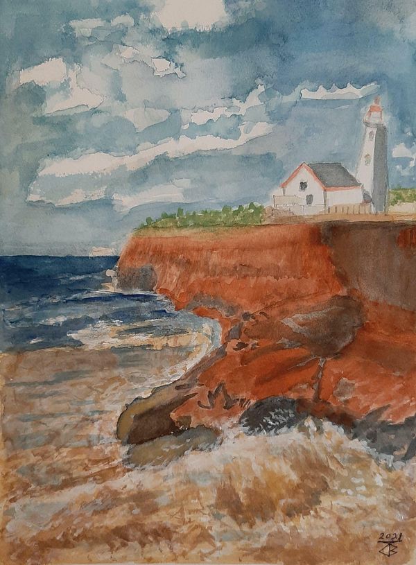 プリンスエドワード島✴オールドクリスマス✨島内額装✨オリジナル水彩画✴デールさん Prince Edward Island - Painting, Watercolor | Arto Galleria