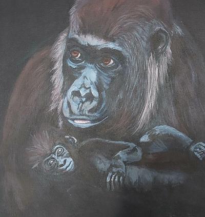 Maman gorille et bébé