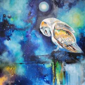 Owl in Night sky
