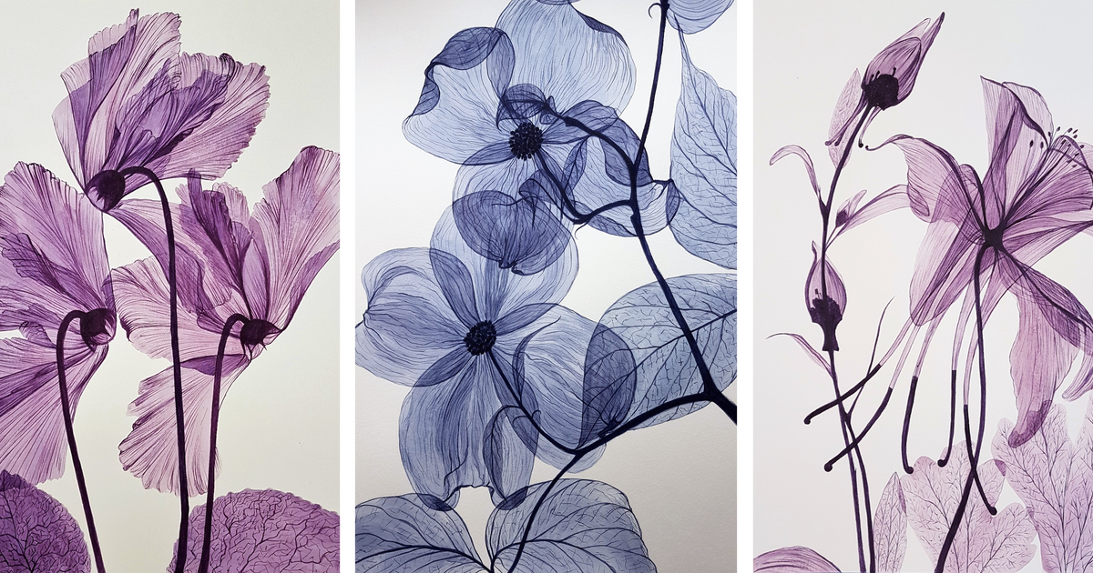 Translucent watercolor flower Painting, Watercolor Arto Galleria