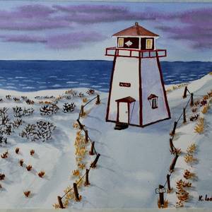 Lighthouse in Light Snow