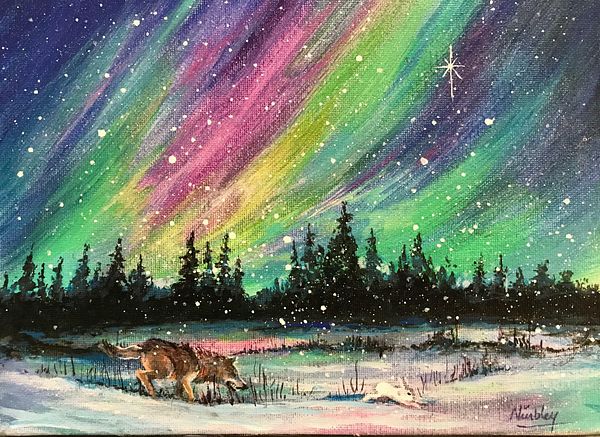 Aurora Borealis, Norther Lights - Painting, Acrylic