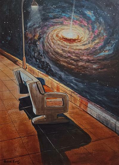 Bench on the edge of the galaxy.