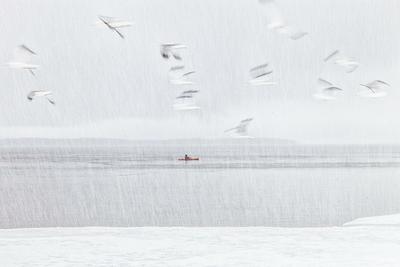 Pagayeur sous la neige