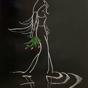 Miss with tulips. Acrylique 16/20