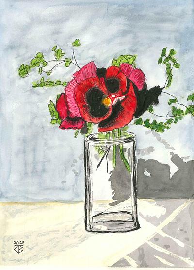 Poppy in Glass Vase