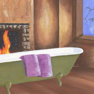 Bathing by the fire, 24 X 16 inches