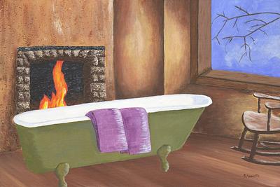 Bathing by the fire, 24 X 16 inches