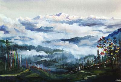 Beauty of Cloudy Kanchenjunga Mountain