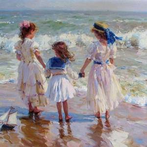 Three girlfriends by the sea