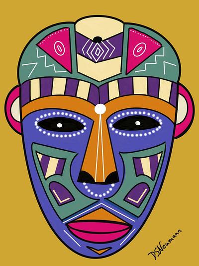 Tribal Mask on gold background