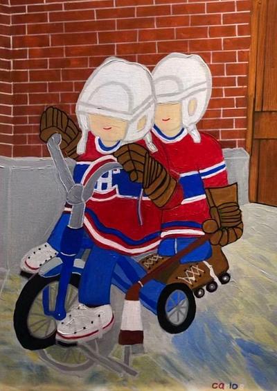 Montreal Children Going to Hockey