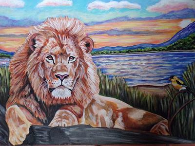 Lion by the water