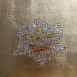 Tenderness - crystals and gold leaves on board; 61cm✕61cm (24”✕24”); Year of creation 2020