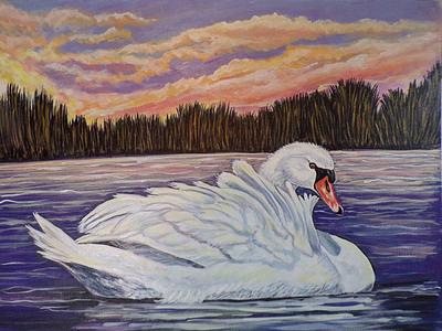 Regal swan at sunset