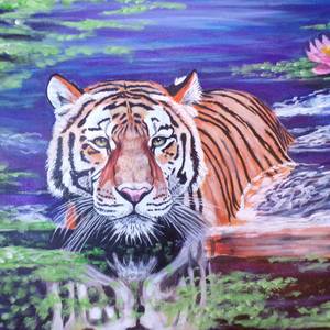 Tiger in the lake