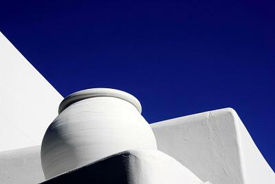 Urn on a roof on the island of Panarea, Italy