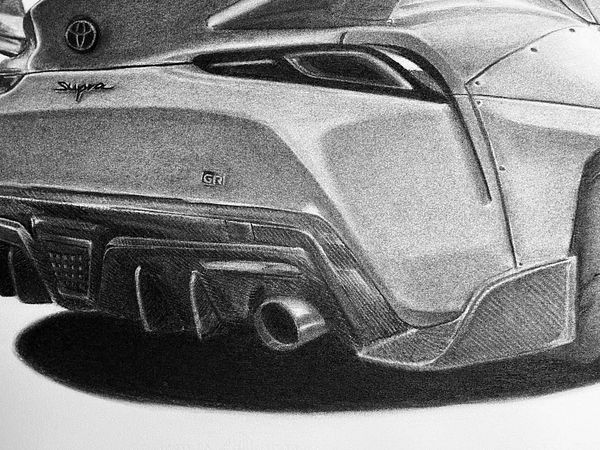 Toyota Supra GRMK5 ' - Drawing, Charcoal